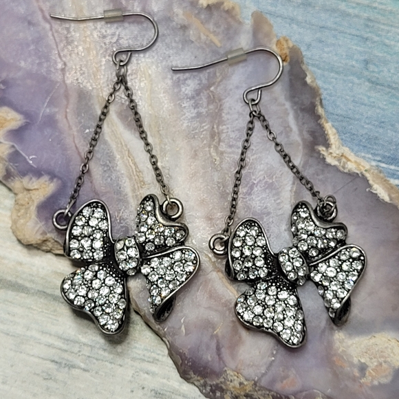 Jewelry - Rhinestones Bow Dangle Earrings.